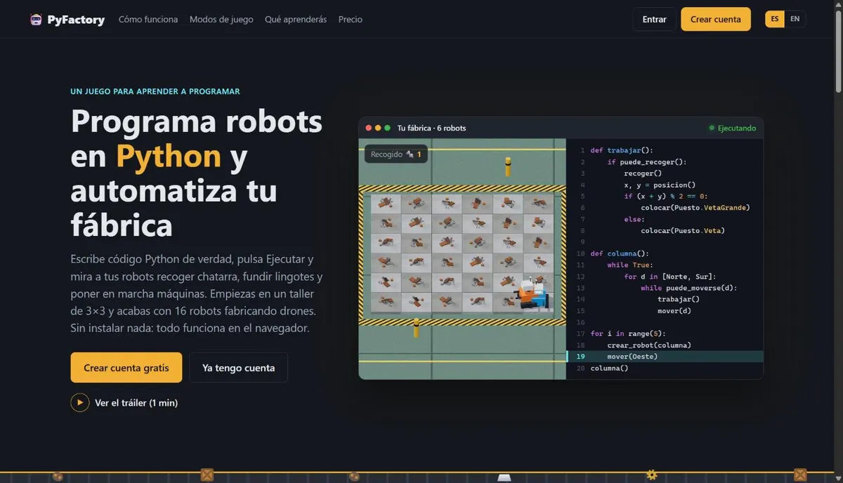 Captura de la web de PyFactory